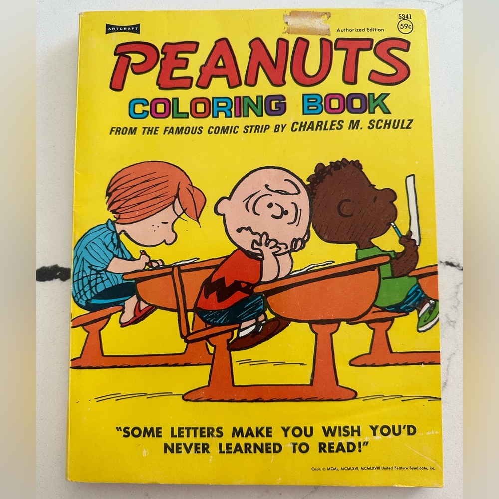 Vintage Peanuts Coloring Book "Some Letters Make you Wish You'd Never…